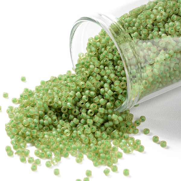 

PandaHall TOHO Round Seed Beads, Japanese Seed Beads, (946FM) Green Lined Citrine Matte, 15/0, 1.5mm, Hole: 0.7mm, about 15000pcs/50g Glass...