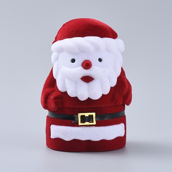 PandaHall Father Christmas Shape Velvet Jewelry Boxes, Portable Jewelry Storage Case, for Ring Earrings Necklace, Red, 4.7x4.2x6.6cm Velvet...
