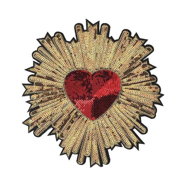 

PandaHall Computerized Embroidery Cloth Iron on/Sew on Patches, Costume Accessories, Appliques, Heart, Red, 205x190x1mm Cloth Heart Red