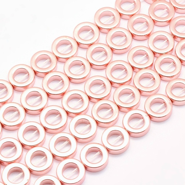 

PandaHall Electroplate Non-magnetic Synthetic Hematite Beads Strands, Grade AA, Long-Lasting Plated, Donut, Rose Gold Plated, 12x4mm, Hole...