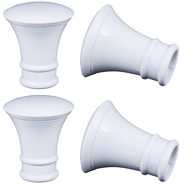 

PandaHall Plastic Curtain Rod Heads, Round Drapery Pole Finials, Trumpet Shape, White, 78x68mm, Inner Diameter: 28mm Plastic Others White