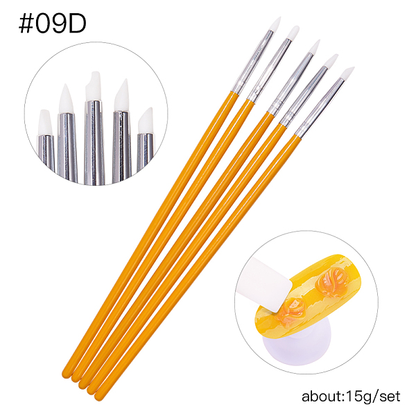 

PandaHall Silicone Nail Art Sculpture Pen Brushes, Nail Art Carving, Dotting Tools, Wood Handle, Orange, 175~180x5mm, 5pcs/set Silicone...