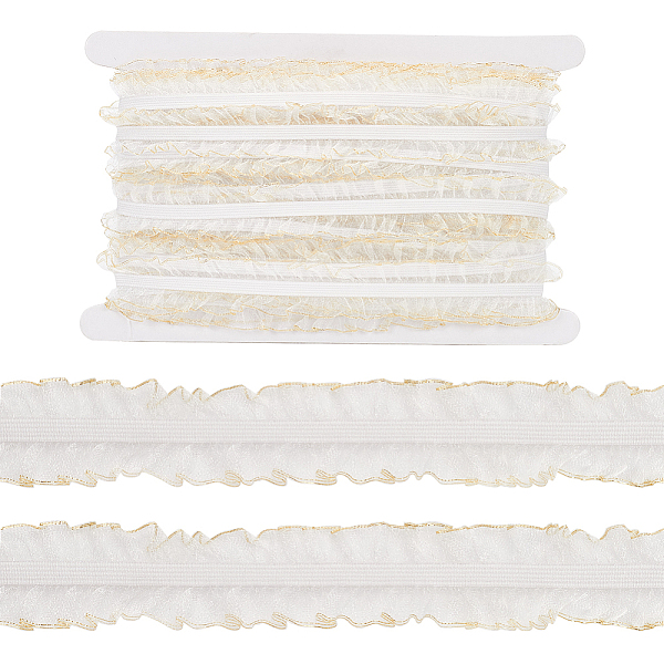 

PandaHall FINGERINSPIRE 14M Polyester Flat Ruffled Elastic Cord, Webbing Garment Sewing Accessories, White, 25mm, about 15.31 Yards(14m)/Bag...
