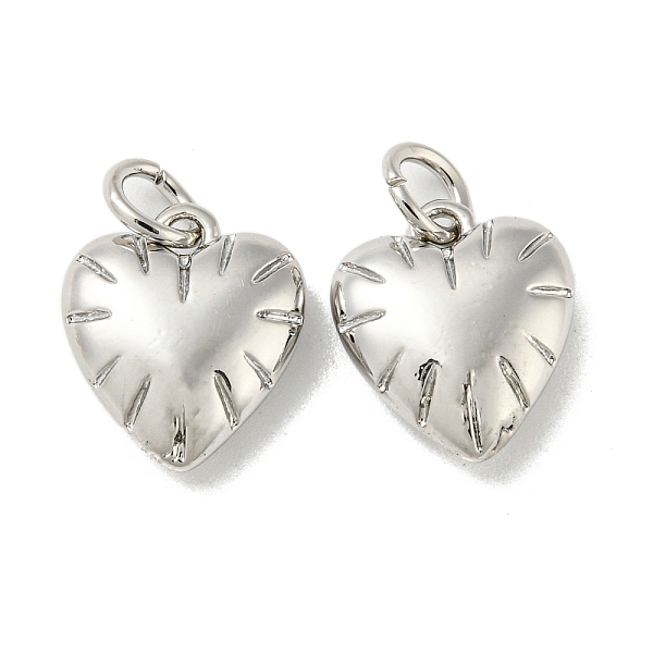 

PandaHall Rack Plating Brass Pendants, with Jump Ring, Cadmium Free & Lead Free, Long-Lasting Plated, Heart Charms, Platinum...