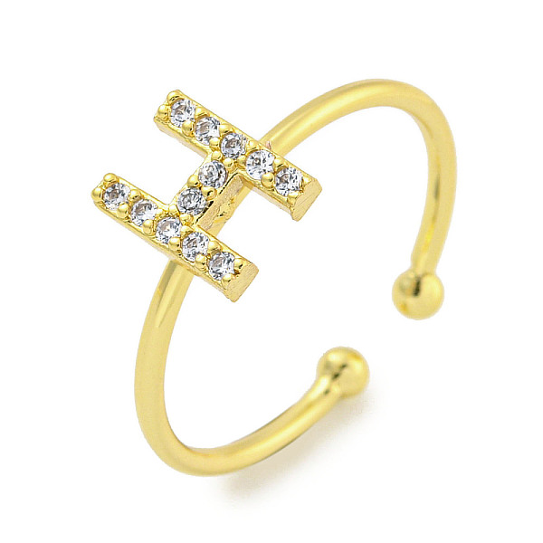 

PandaHall Rack Plating Brass Open Cuff Rings for Women, with Cubic Zirconia, Cadmium Free & Lead Free, Long-Lasting Plated, Letter, Letter H...