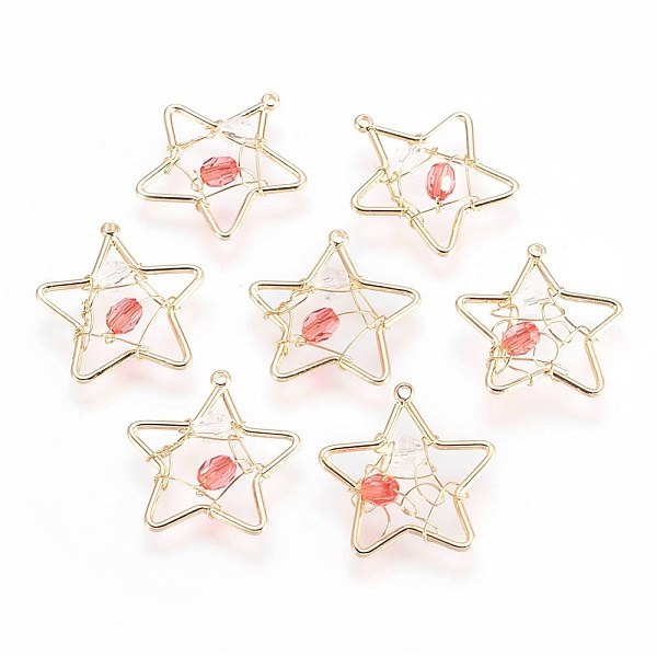 

PandaHall Brass Pendants, with Acrylic Rhinestone, Nickel Free, Star, Real 18K Gold Plated, Orange Red, 20.5x19.5x6mm, Hole: 1mm...