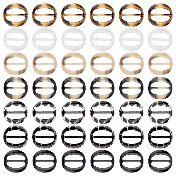 

PandaHall FINGERINSPIRE 24PCS 2inch Coat Belt Buckle 6 Styles Oval Resin Scarves Buckle T-shirt Buckle Resin Silk Scarf Buckle Clothing Ring..., Multicolor