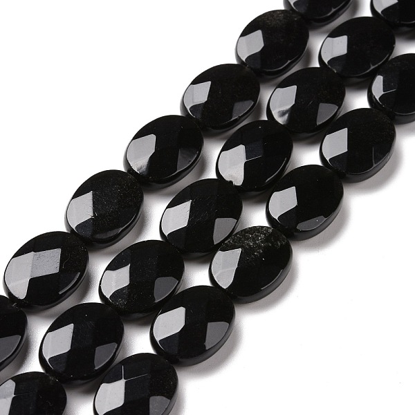 

PandaHall Natural Obsidian Beads Strands, Oval, Faceted, 18~18.5x13~13.5x7mm, Hole: 1.2mm, about 22pcs/strand, 15.75 inch(40cm) Obsidian...