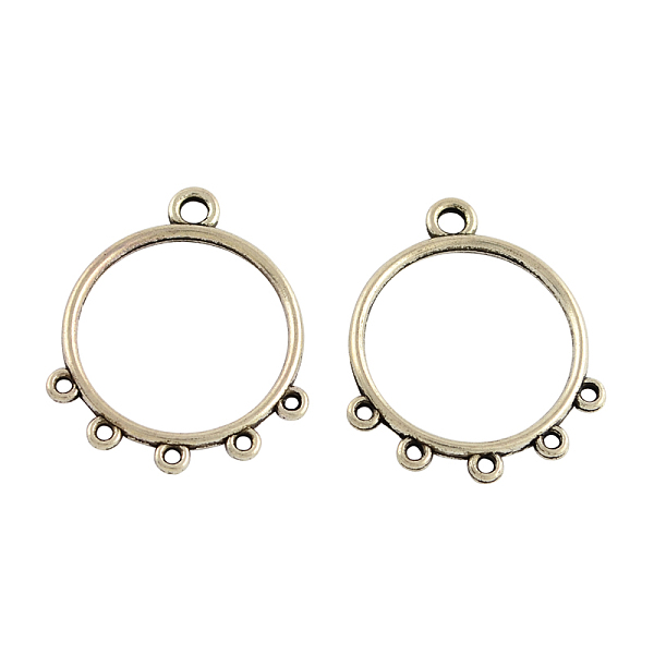 

PandaHall Tibetan Style Alloy Ring Chandelier Components Links, Cadmium Free & Lead Free, Antique Silver, 30x25x2mm, Hole: 2mm Alloy Ring