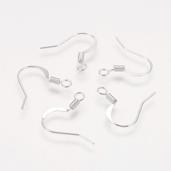 

PandaHall Brass French Earring Hooks, Flat Earring Hooks, Ear Wire, with Horizontal Loop, Nickel Free, Silver, 17mm, Hole: 2mm Brass