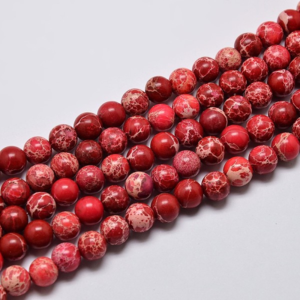 

PandaHall Natural Imperial Jasper Beads Strands, Round, Dyed, Dark Red, 6mm, Hole: 1mm, about 62pcs/strand, 15 inch Imperial Jasper Round...