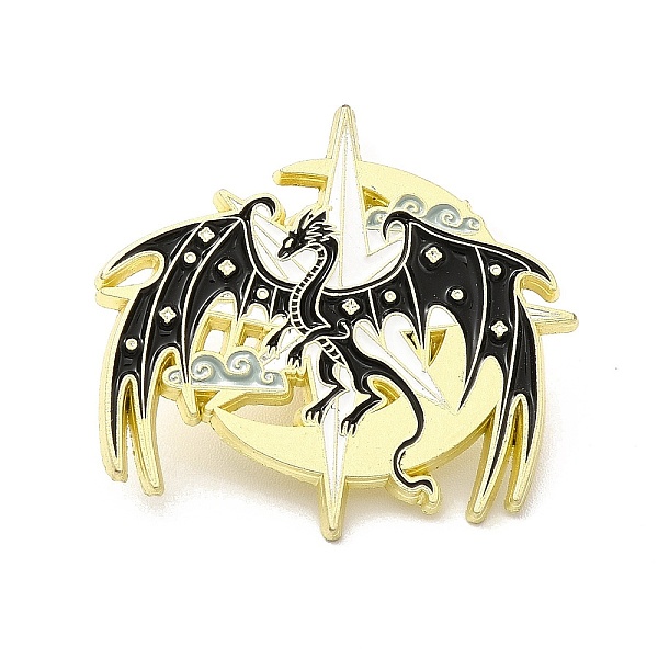 

PandaHall Animal Enamel Pin, Light Gold Alloy Badge for Clothes Backpack, Dragon Pattern, 28.5x30.5x1.5mm Alloy+Enamel