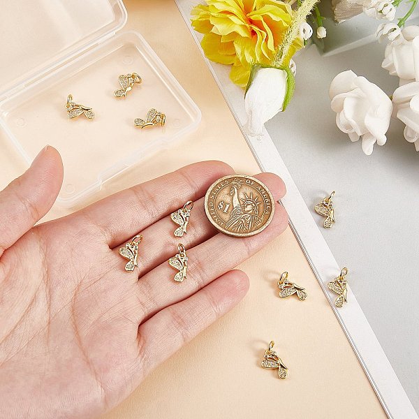

PandaHall 10Pcs Brass Micro Pave Clear Cubic Zirconia Pendants, with Jump Ring, Long-Lasting Plated, Butterfly, Real 18K Gold Plated...