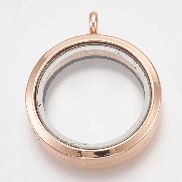 

PandaHall Alloy Magnetic Locket Pendants, with Glass, Flat Round, Rose Gold, 37x30x7mm, Hole: 3.5mm, Inner diameter: 23mm Alloy Flat Round
