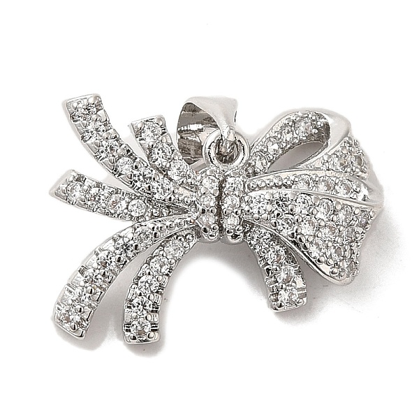 

PandaHall Brass Micro Pave Clear Cubic Zirconia Pendants, Bowknot, Platinum, 15x20.5x5mm, Hole: 5x3.5mm Brass+Cubic Zirconia Bowknot Clear