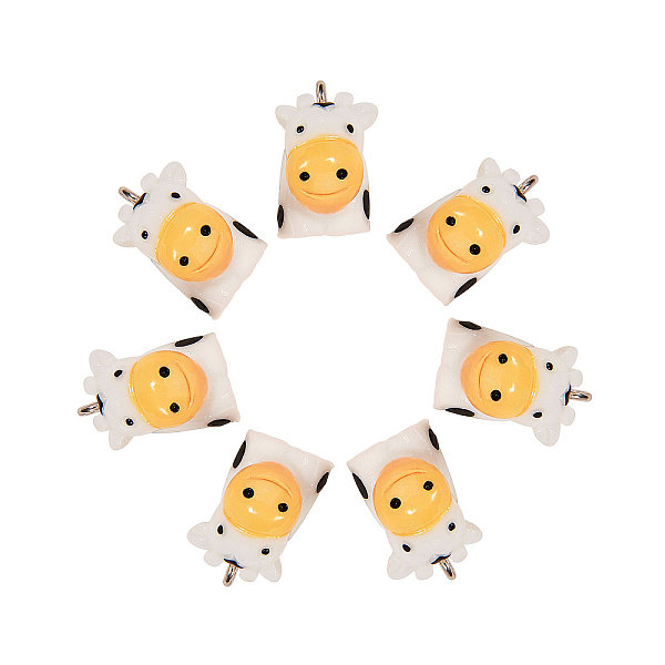 

PandaHall Plastic Pendants, with Platinum Plated Iron Loop, Cow, White, 16.5x17x10mm, Hole: 1.5mm Plastic Other Animal White