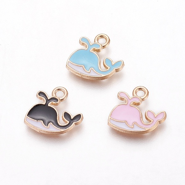 

PandaHall Alloy Enamel Charms, Whale Shape, Light Gold, Mixed Color, 12x13x1.5mm, Hole: 1.4mm Alloy+Enamel Fish Multicolor