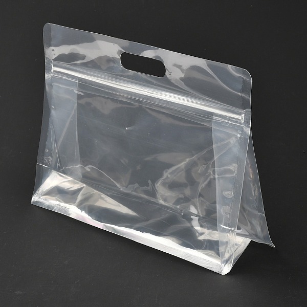 

PandaHall Transparent Plastic Zip Lock Bag, Plastic Stand up Pouch, Resealable Bags, with Handle, Clear, 17x24x0.05cm Plastic None Clear