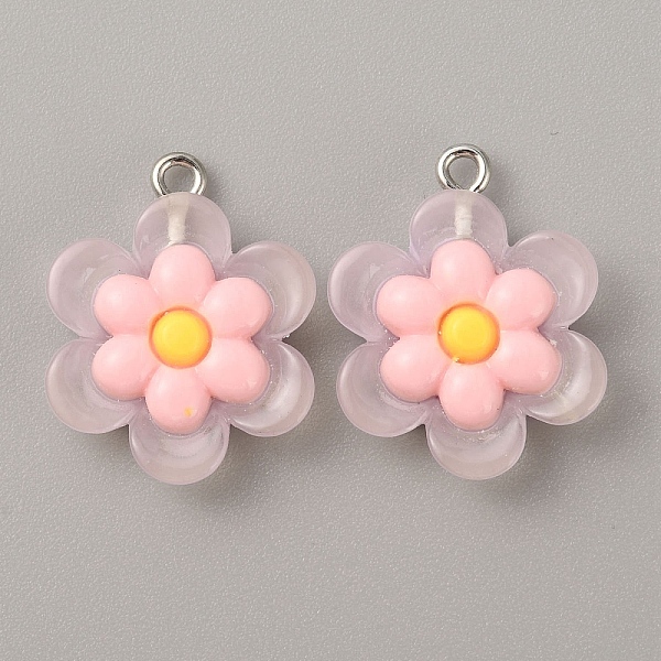

PandaHall Acrylic Pendants, with Platinum Plated Iron Findings, Flower Charm, Lilac, 24x19x5.5mm, Hole: 1.5mm Iron+Acrylic Flower Purple