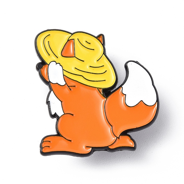 

PandaHall Fox Enamel Pin, Electrophoresis Black Alloy Cute Animal Badge for Backpack Cloth, Orange, 30x28x1.4mm Alloy+Enamel Fox Orange