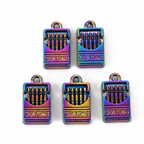 

PandaHall Alloy Pendants, Cadmium Free & Nickel Free & Lead Free, Crayon Box with Word Crayons, Rainbow Color, 17x9x3mm, Hole: 1.2mm Alloy...