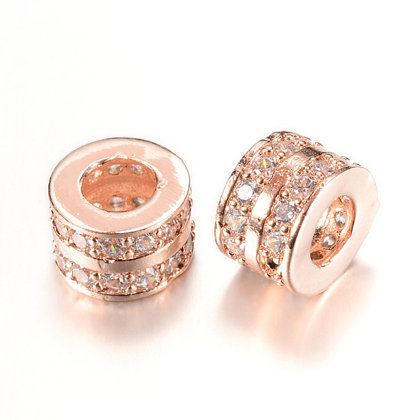 

PandaHall Brass Micro Pave Cubic Zirconia European Beads, Large Hole Beads, Column, Rose Gold, 9x6mm, Hole: 4.5mm Brass+Cubic Zirconia...