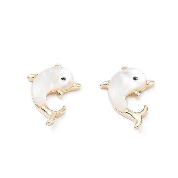 

PandaHall Rack Plating Brass Pendants, Dolphin Charms with Shell, Long-Lasting Plated, Real 18K Gold Plated, 17x12x2.5mm, Hole: 1mm Shell...