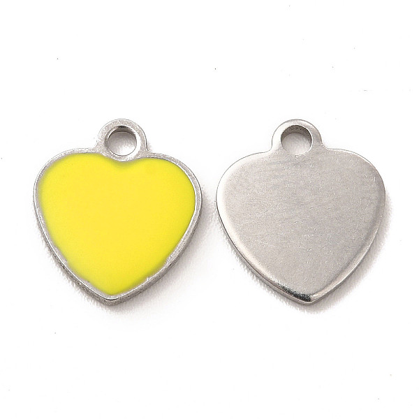 

PandaHall 304 Stainless Steel Enamel Pendants, Heart Charm, Stainless Steel Color, 11x10x1mm, Hole: 1.6mm Stainless Steel+Enamel Heart..., Yellow