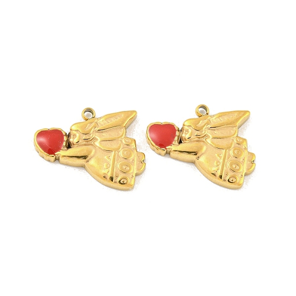 

PandaHall 304 Stainless Steel Enamel Charms, Angel with Heart Charm, Real 14K Gold Plated, 11.5x14.5x2mm, Hole: 1.2mm Stainless Steel+Enamel..., Red