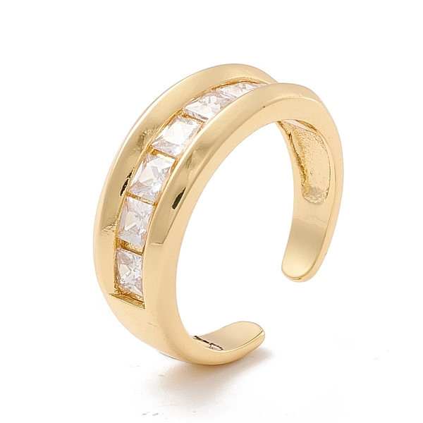Cubic Zirconia Grooved Cuff Ring