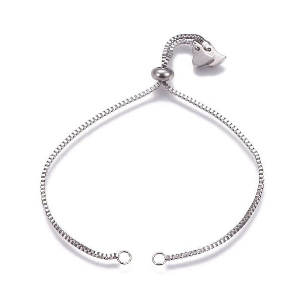 PandaHall Stainless Steel Slider Bracelet Making, with Box Chains, Heart, Stainless Steel Color, Single Chain: 4-1/4 inch(10.9cm), Total...