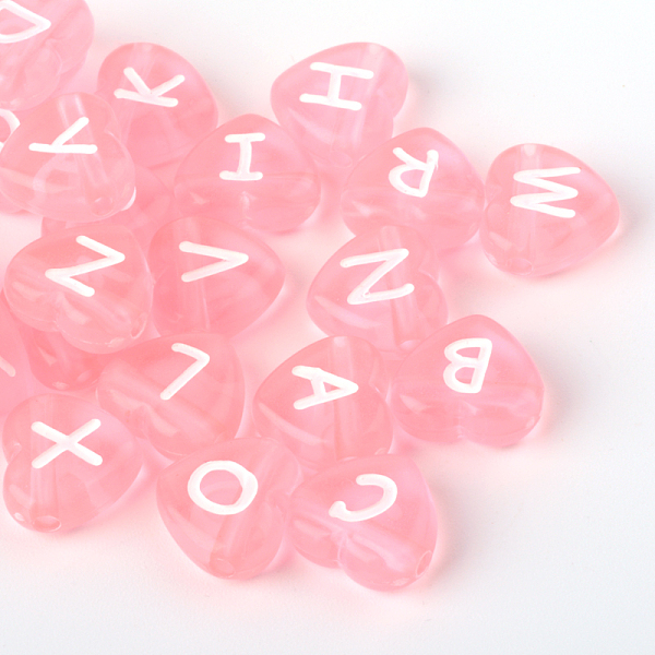 

PandaHall Transparent Acrylic Heart Horizontal Hole Letter Beads, Pink, 10.5x11.5x4.5mm, Hole: 2mm Acrylic Heart Pink