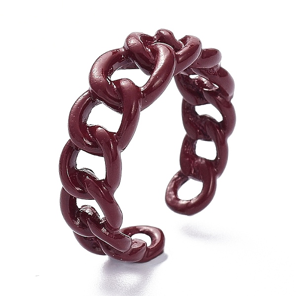 

PandaHall Spray Painted Alloy Cuff Ring, Curb Chain Shape, Dark Red, 5~8mm, US Size 8(18.1mm) Alloy