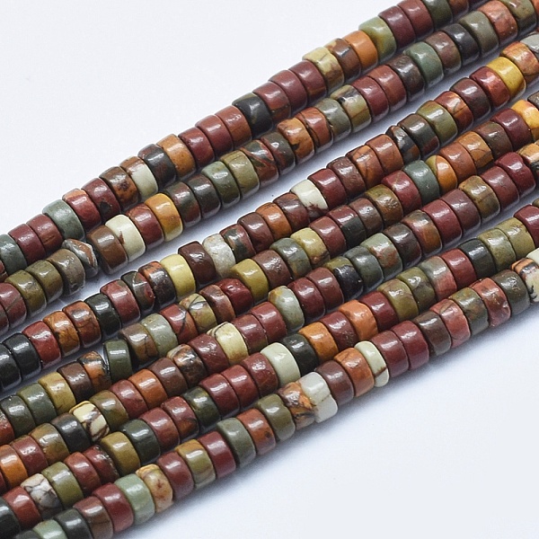 

PandaHall Natural Polychrome Jasper/Picasso Stone/Picasso Jasper Beads Strands, Heishi Beads, Flat Round/Disc, 4x2~2.5mm, Hole: 0.5mm, about...