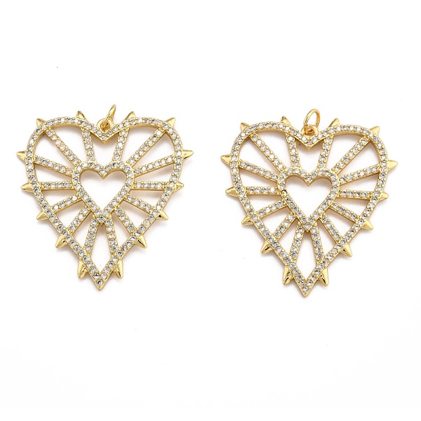 

PandaHall Brass Micro Pave Clear Cubic Zirconia Pendants, Real 18K Gold Plated, Long-Lasting Plated, Heart, Clear, 34.5x32.5x2mm, Hole...
