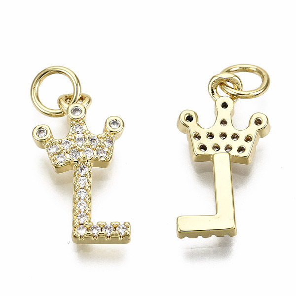 

PandaHall Brass Micro Pave Clear Cubic Zirconia Pendants, with Jump Ring, Nickel Free, Letter, Real 16K Gold Plated, Letter.L, 16.5x9x2mm...