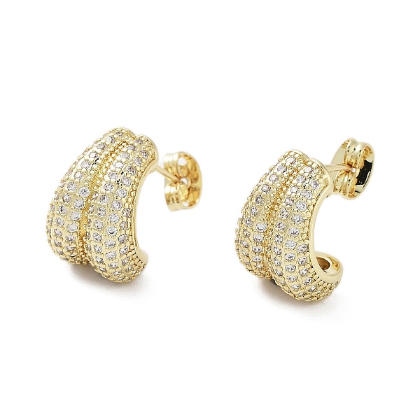 

PandaHall Rack Plating Brass Micro Pave Cubic Zirconia Stud Earring, Cadmium Free & Lead Free, Long-Lasting Plated, Real 18K Gold Plated...