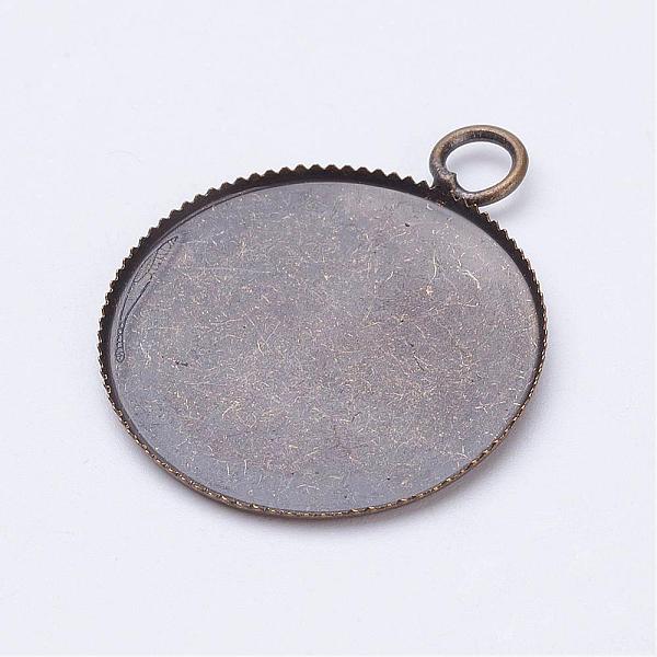 

PandaHall Brass Pendant Cabochon Settings, Milled Edge Bezel Cups, Flat Round, Antique Bronze, Tray: 25mm, 32x26x1mm, Hole: 4mm Brass Flat...