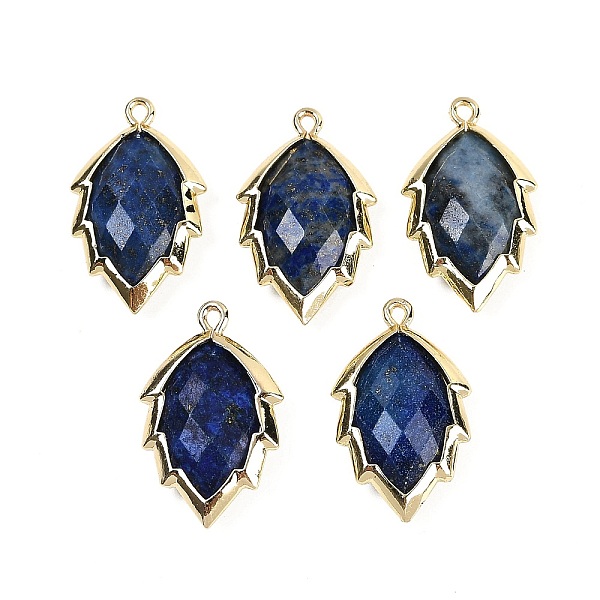 Natural Dyed Lapis Lazuli Faceted Leaf Pendants