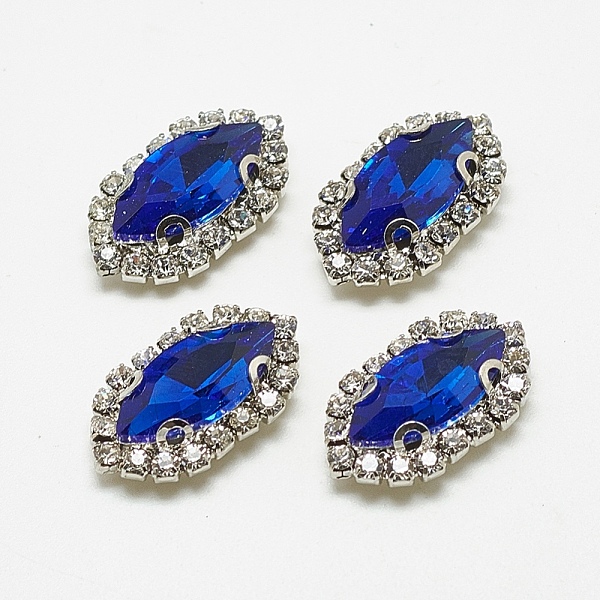 

PandaHall Sew on Rhinestone, Multi-strand Links, Glass Rhinestone, with Brass Findings, Garments Accessories, Horse Eye, Platinum, Sapphire..., Blue