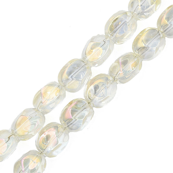 

PandaHall Electroplate Glass Beads Strands, Half Plated, AB Color, Oval, Light Goldenrod Yellow, 12x10.5x10mm, Hole: 1.2mm, about...