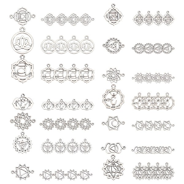 

PandaHall SUNNYCLUE 1 Box 84Pcs 14 Styles Alloy Chakra Charms Tibetan Style Indian Energy Charm Pendants Kit Jewelry Findings for Beginners...