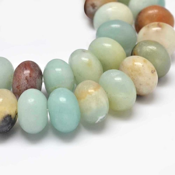 

PandaHall Rondelle Natural Flower Amazonite Beads Strands, 10x6mm, Hole: 1mm, about 63pcs/strand, 15.5 inch Flower Amazonite Rondelle