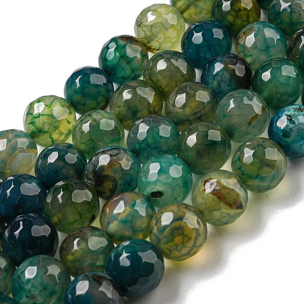 

PandaHall Faceted Natural Dragon Veins Agate Beads Strands, Round, Dyed & Heated, Sea Green, 12mm, Hole: 1.6mm, about 31pcs/strand, 14.76''...