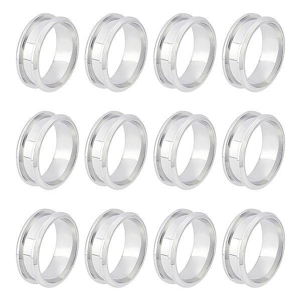 

PandaHall UNICRAFTALE 12pc Blank Core Ring Size 9 Stainless Steel Grooved Finger Ring Hypoallergenic Empty Ring Blanks for Inlay Ring...