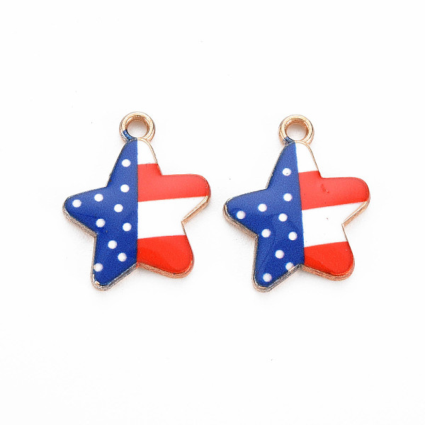 

PandaHall Rack Plating Alloy Enamel Pendants, Light Gold, Cadmium Free & Nickel Free & Lead Free, Star, Blue, 18x15x2mm, Hole: 1.8mm...