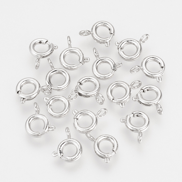 

PandaHall Brass Spring Ring Clasps, Nickel Free, Real Platinum Plated, 9x7x2mm, Hole: 1.5mm Brass