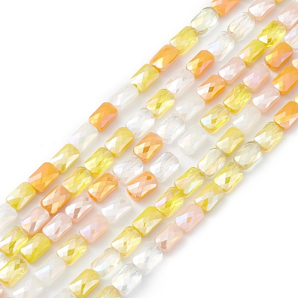 

PandaHall Gradient Color Electroplate Glass Bead Strands, AB Color Plated, Faceted, Rectangle, Yellow, 6.6x4.4x3mm, Hole: 1mm, about...