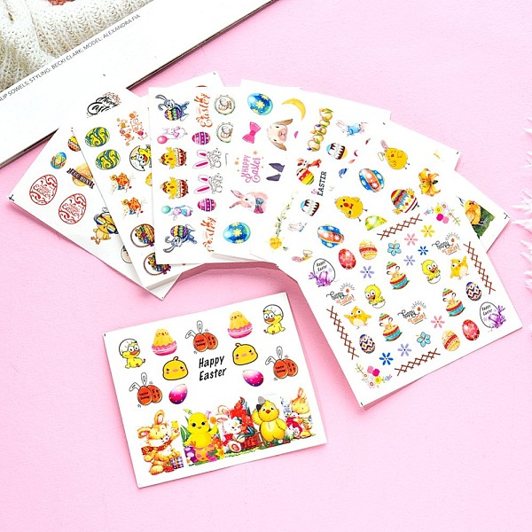 

PandaHall Nail Art Water Transfer Sticker, Eggs & Bunny & Chick Watermark Nail Decals, for Woman Girls Nails Design, Colorful, Mixed...