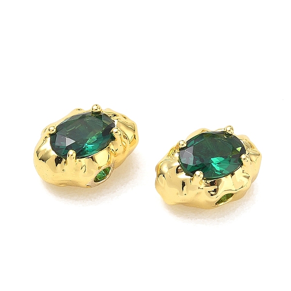 Brass Pave Cubic Zirconia Beads